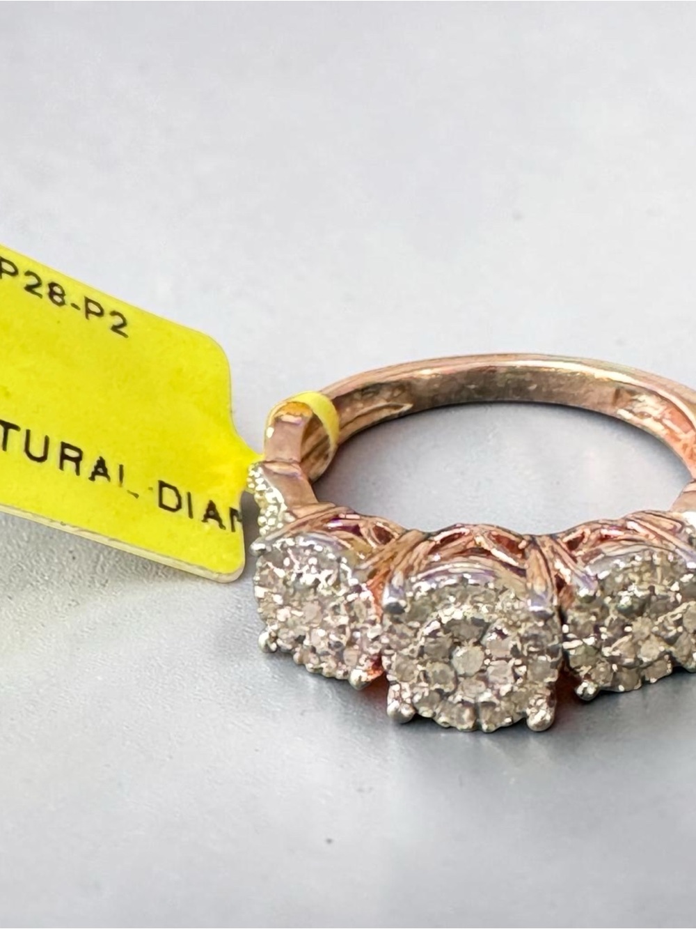 Rose Gold Triple Halo Diamond Ring - Unbranded (Sterling Silver) Size 7